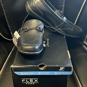 Black and Silver‎ Loafers with Elegant Metal Detail